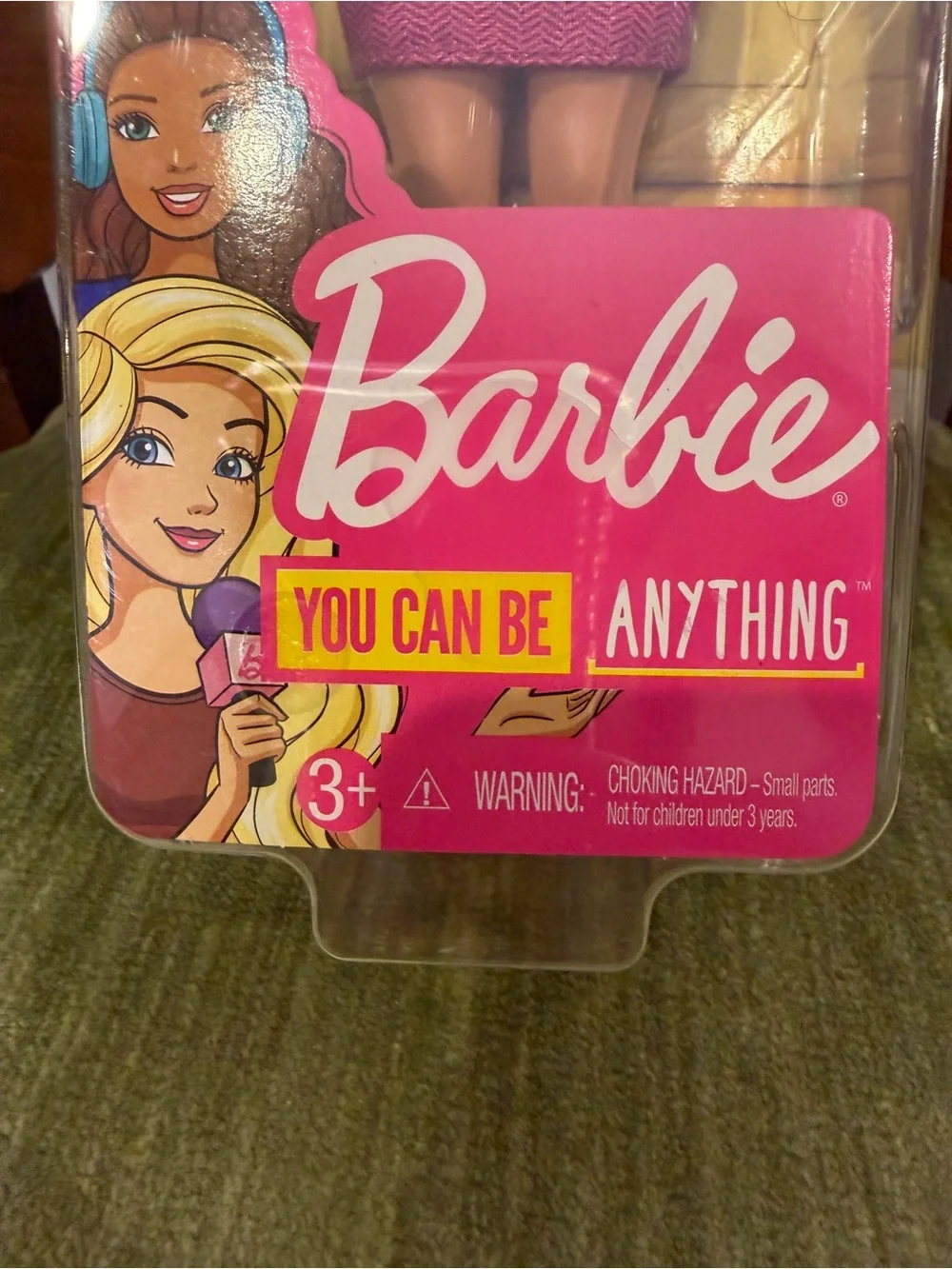 News Anchor Barbie Doll in Burgundy Dress with Microphone